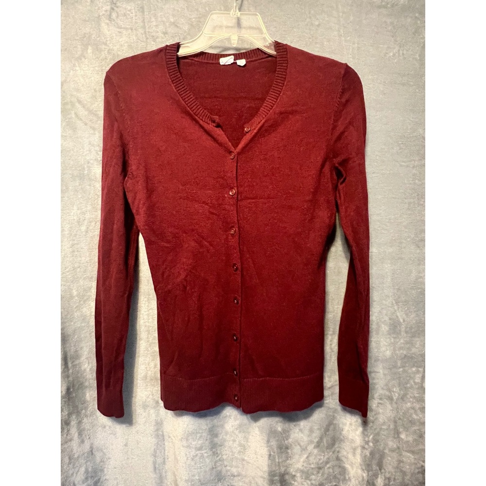 GAP Red Cardigan Sweater Womens M Button Front Long Sleeve Knit Classic Y2K